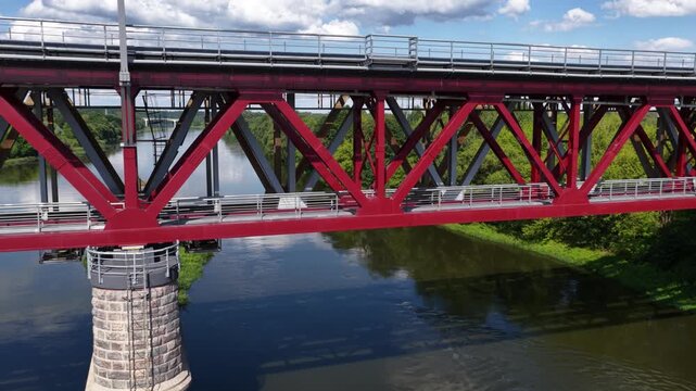 Refurbished Railway Bridge Over River in Jonava, Lithuania
