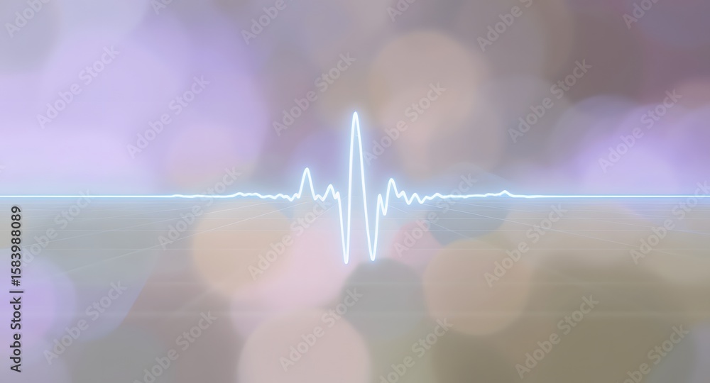 Aufkleber Abstract waveform visualization against a blurred background with soft bokeh and a subtle lens flare emphasizing audio frequency or data flow.