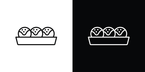 Takoyaki icon simple vector pictogram. black and white icon concept