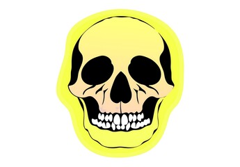 Fototapeta premium Illustrated yellow skull horror Halloween head skeleton, 