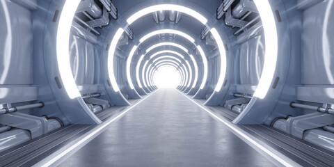 Futuristic Tunnel with Glowing Lights