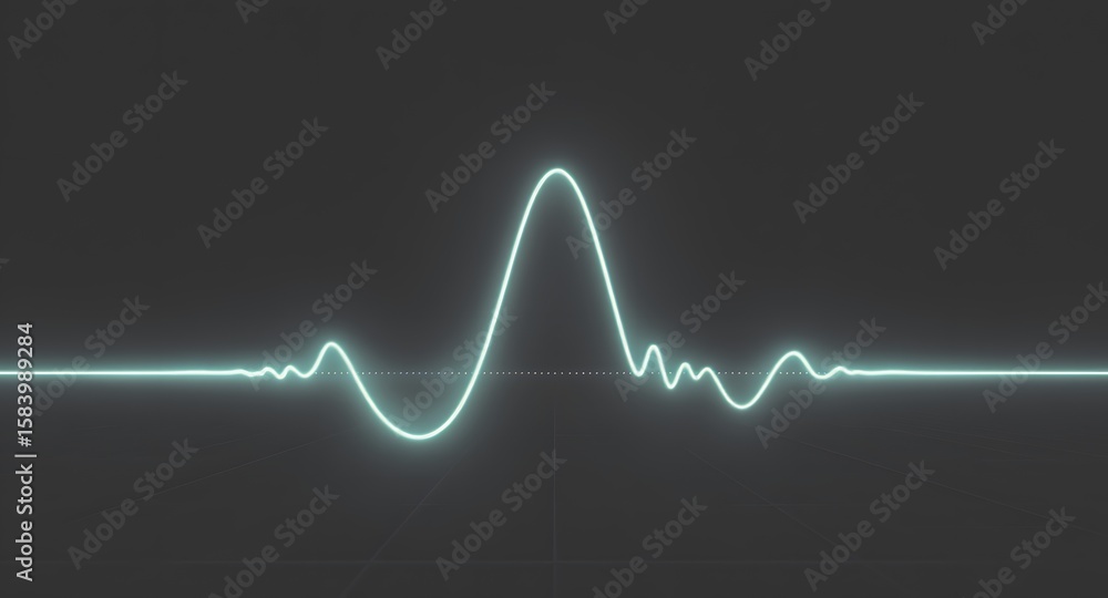Aufkleber abstract neon-glowing waveform pulse against a dark background featuring a horizontal line with a ce