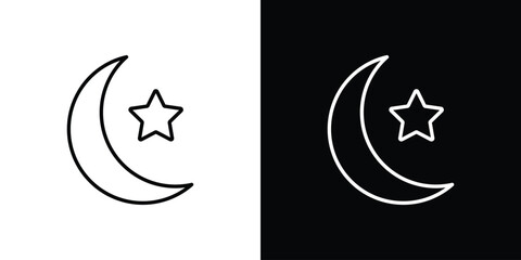 Moon and star icon simple vector pictogram. black and white icon concept