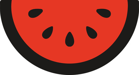 Obraz premium Slice of watermelon, watermelon slice editable vector illustration icon. Flat watermelon icon
