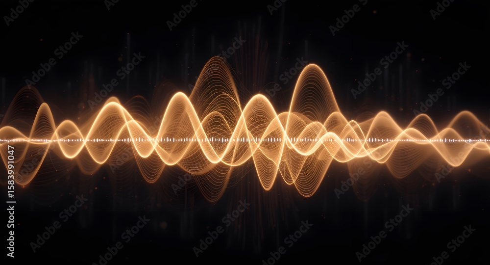 Aufkleber dynamic orange sound wave visualization against a dark background digital audio concept. abstract li