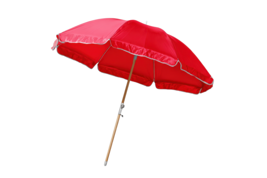 red beach umbrella isolated on transparent background