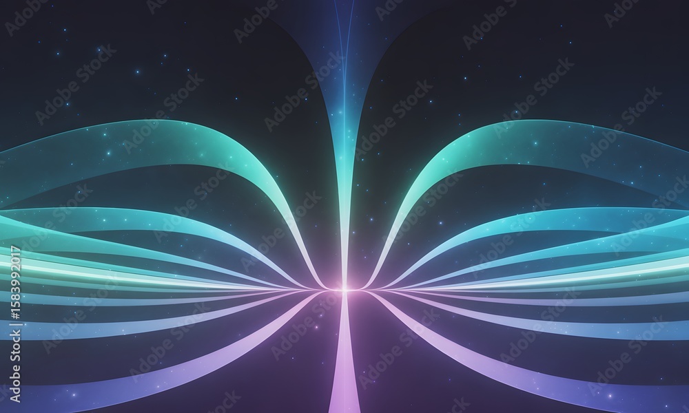 Aufkleber abstract pixelated graphic with arched lines radiating from a central point. soft lighting creates a