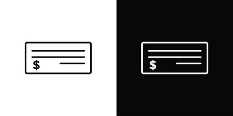 Cheque icon simple vector pictogram. black and white icon concept
