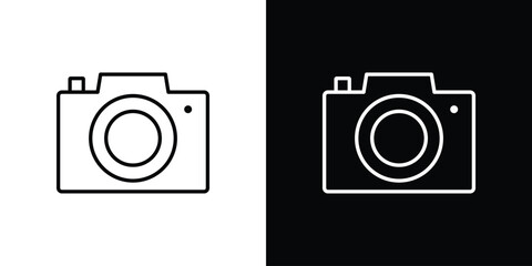 Camera icon simple vector pictogram. black and white icon concept