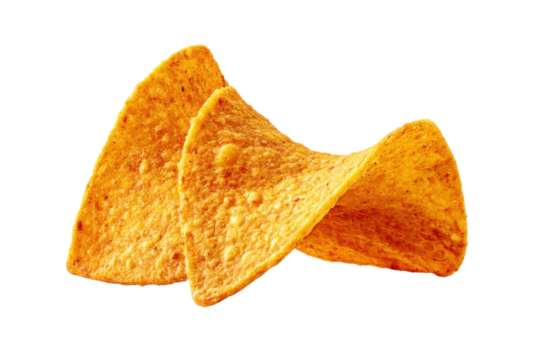 Single nacho chip isolated on transparent or white background