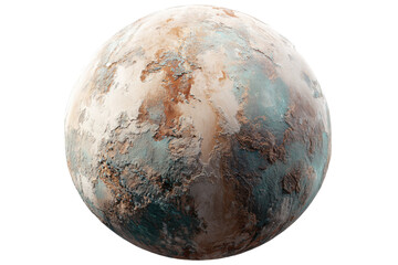 Weathered sci-fi planet texture, isolated on transparent background. PNG
