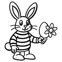 Happy Easter rabbit kids coloring page