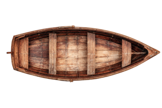 Wooden rowing boat top view isolated on white background - Powered by Adobe