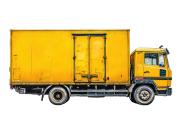 yellow cargo truck on a white background