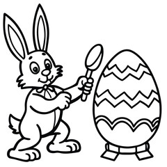 Happy Easter rabbit kids coloring page
