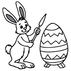 Happy Easter rabbit kids coloring page
