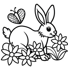 Happy Easter rabbit kids coloring page
