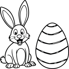 Happy Easter rabbit kids coloring page