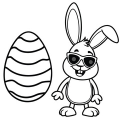 Happy Easter rabbit kids coloring page