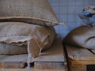 Traditional Coffee Sack Storage Detail