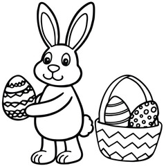 Happy Easter rabbit kids coloring page