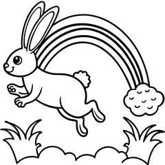 Happy Easter rabbit kids coloring page