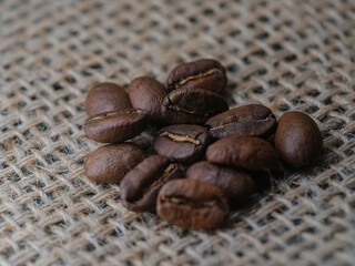 Coffee Beans Burlap Textile Display