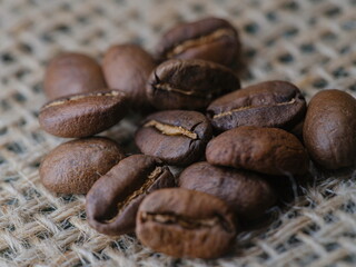 Coffee Bean Collection On Burlap