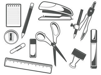 Set of back to school with education supplies vector art set