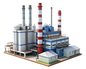 industrial plant with factory isolated on white background. PNG Transparent file type with high definition quality And vibrant color grading Available.