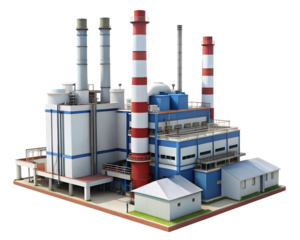 industrial plant with factory isolated on white background. PNG Transparent file type with high definition quality And vibrant color grading Available.