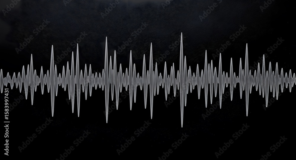 Aufkleber abstract representation of sound waves in white against a black background. the illustration feature