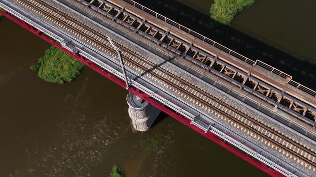 Refurbished Railway Bridge Over River in Jonava, Lithuania