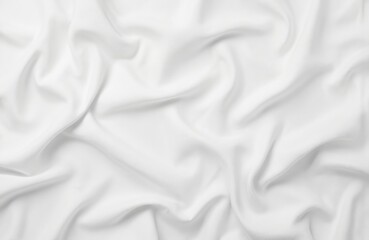 Obraz premium Soft, white fabric folds on a bed with subtle gray border. Wrinkled comforter features smooth, contrasting texture. Elegant, clean, and serene design.