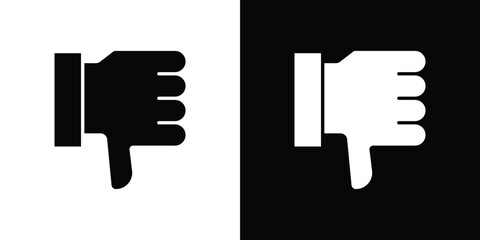 Thumb down icon silhouette in black flat style. Graphic element © Opps