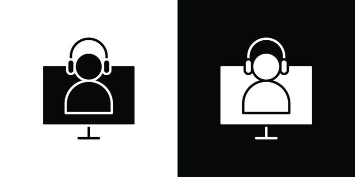 Tech support icon silhouette in black flat style. Graphic element