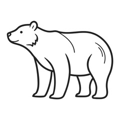 Simple line drawing of a polar bear standing on a white background