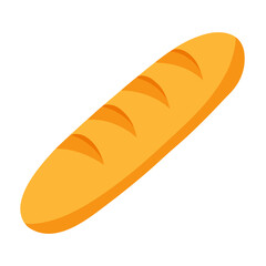 Stylized illustration of a golden brown baguette with scored crust on a white background