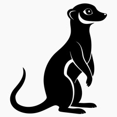 Stylized black silhouette of a meerkat standing alert on white background