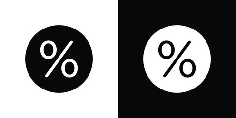 Percent icon silhouette in black flat style. Graphic element
