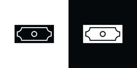 Money icon silhouette in black flat style. Graphic element