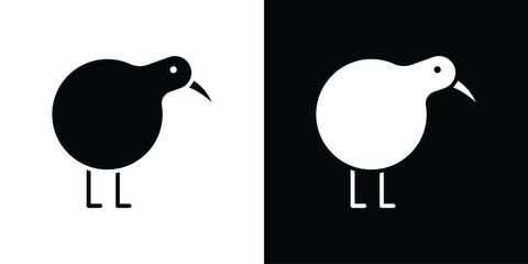 Kiwi bird icon silhouette in black flat style. Graphic element