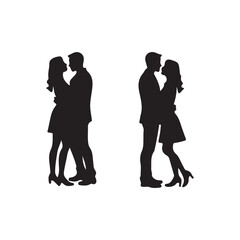 Romantic Couple Silhouettes Embrace.A captivating image of two silhouettes embracing, embodying love and connection.