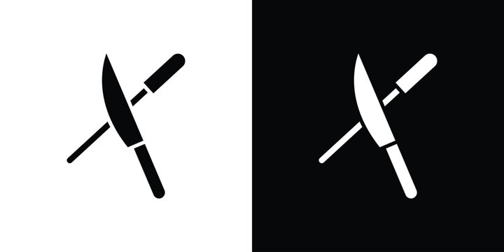 Knife sharpener icon silhouette in black flat style. Graphic element