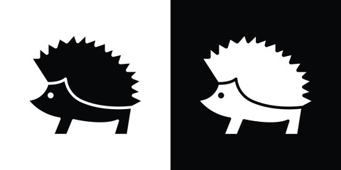 Hedgehog icon silhouette in black flat style. Graphic element