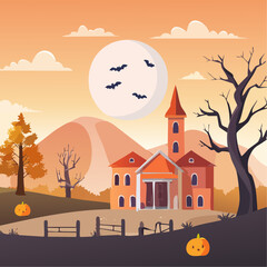 A small town with a spooky atmosphere for Halloween