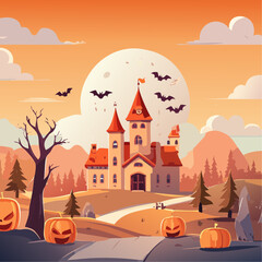 A small town with a spooky atmosphere for Halloween