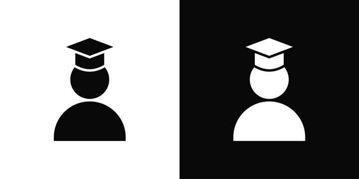 Graduated icon silhouette in black flat style. Graphic element