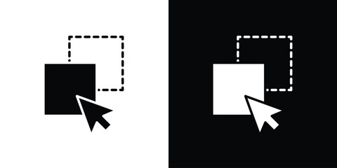 Drag and drop icon silhouette in black flat style. Graphic element