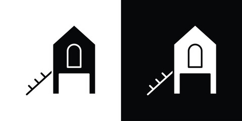 Chicken coop icon silhouette in black flat style. Graphic element © Opps